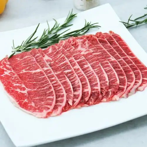 澳洲安格斯谷饲原切m5板腱牛肉片雪花烤肉片火锅肉卷寿喜锅肥牛片