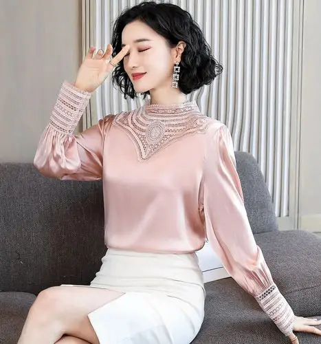 品牌折扣女装专柜大牌剪标真丝衬衫女长袖2020春季新款桑蚕丝上衣