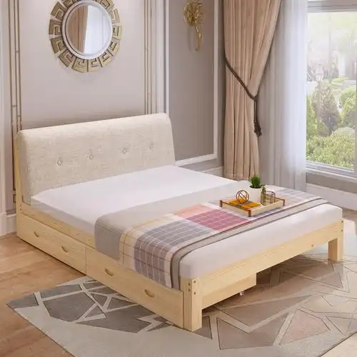 直销实木木床佛山家具家具厂厂家1.8米双人现代简约实木床