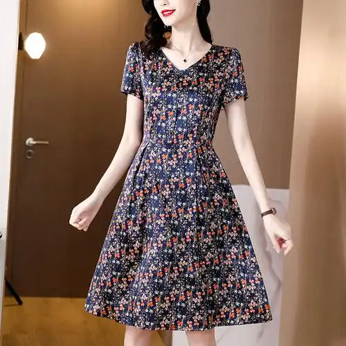 声雨竹女装清仓折扣2022夏装新款真丝桑蚕蚕丝连衣裙